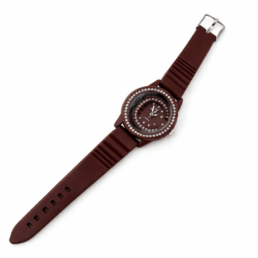 Emerald Crystal Watch (Maroon)